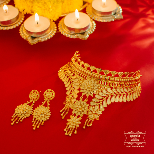 Exclusive Gold Plated Mahima Choker with Earrings