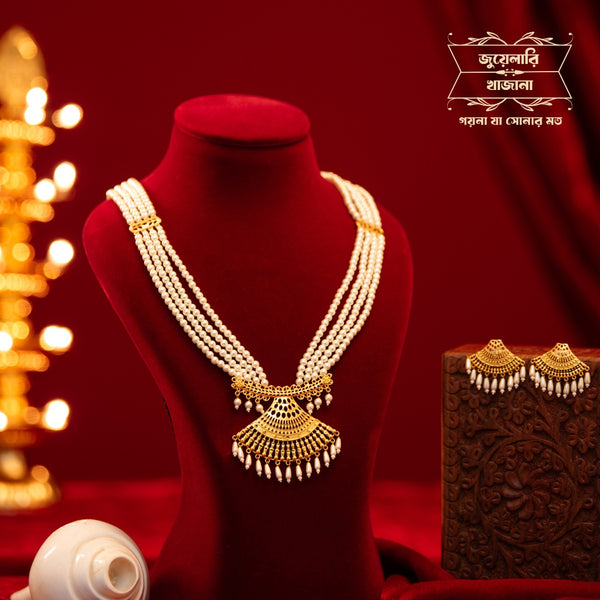 Premium Gold Plated Sukriti Pearl Sitahar with Earrings