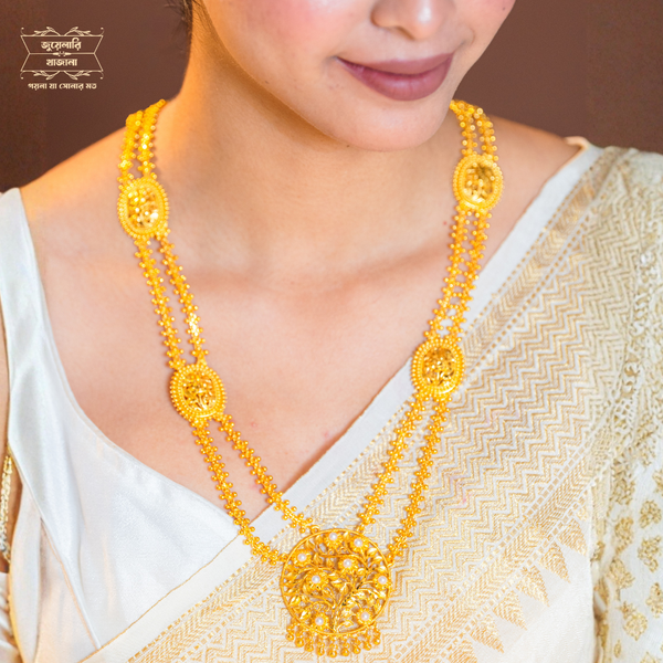 Premium Gold Plated Jiniya Sitahar with Earrings