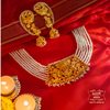 Premium Gold Plated Kumodini Pearl Necklace with Full Kaan Earrings