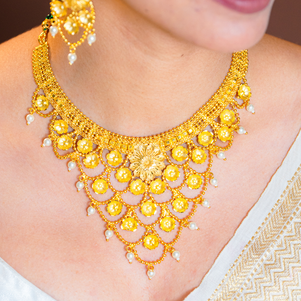 Premium Gold Plated Shorbari Necklace with Earrings