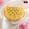 Premium Gold Plated Peacock Feather Cuff Choker with Earrings