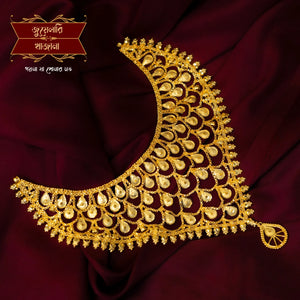 Premium Gold Design Bridal Jhalor Necklace with Earrings