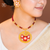 Premium Gold Plated Minakari Shiuli Pendant with Earrings