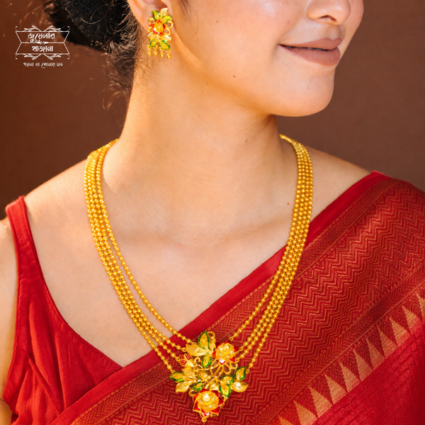 Premium Gold Plated Ruhani Sitahar with Earrings