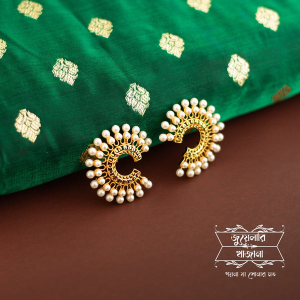 Premium Gold Plated Chandrima Pearl Studded Earrings image 0