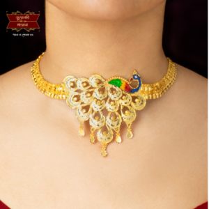 Premium Gold Plated Mayur Choker with Earrings