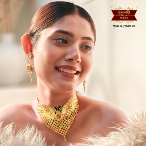 Premium Gold Plated Peacock Cuff Choker with Earrings